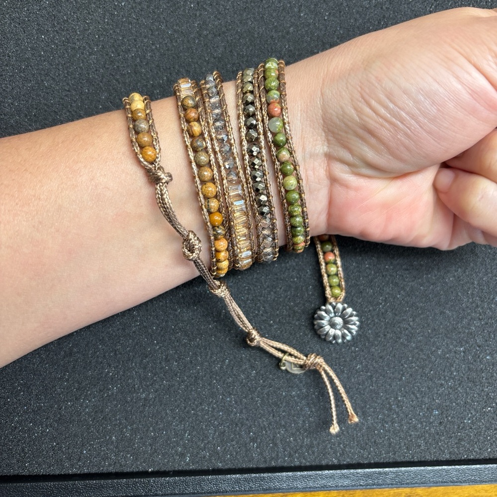 Dylan Jewelry Kelly Wrap Bracelet Jasper Stone Vegan Leather NWT - Picture 2 of 5